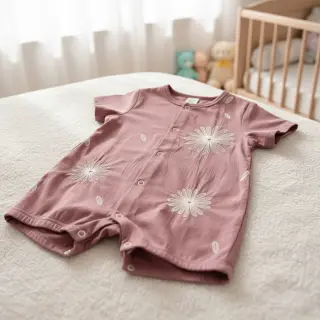 Bavlnená látka EMBROIDERY Flowie mauve