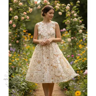 Puuvillakangas Boho off white