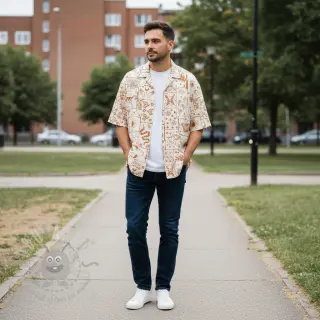 Puuvillakangas Boho off white