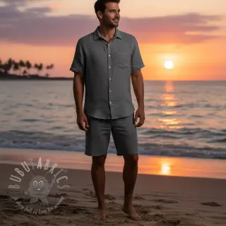 Puuvillakangas pellavalla PREMIUM dark grey