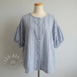 Puuvillakangas JACQUARD Hearts light blue