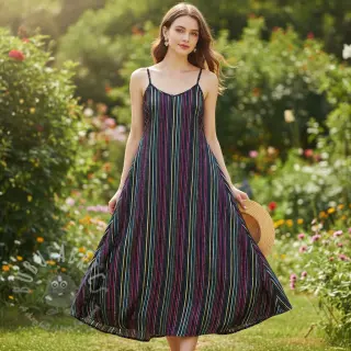 Puuvillakangas LUREX stripes navy