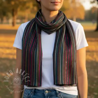 Puuvillakangas LUREX stripes navy