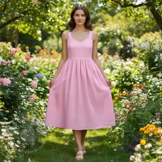 Puuvillakangas pellavalla pink
