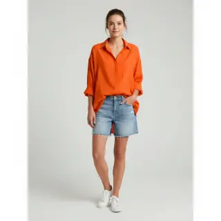 Bavlnená látka s ľanom orange