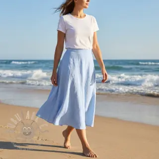 Puuvillakangas pellavalla light blue