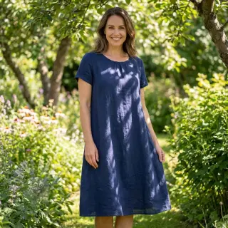 Puuvillakangas pellavalla dark blue