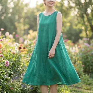 Puuvillakangas pellavalla apple green