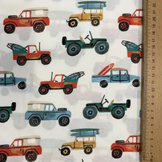 Bavlnená látka Cars white digital print