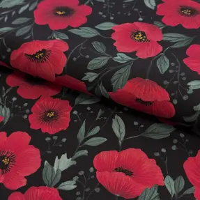 Bavlnená látka Poppy black digital print