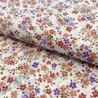 Puuvillakangas Simie flowers offwhite digital print
