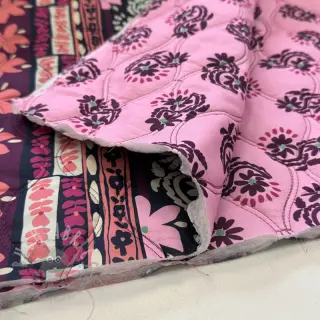Puuvillakangas VOILE STEPPED Daria flower aubergine digital print