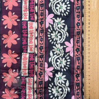 Puuvillakangas VOILE STEPPED Daria flower aubergine digital print