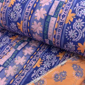Puuvillakangas VOILE STEPPED Daria flower purple digital print
