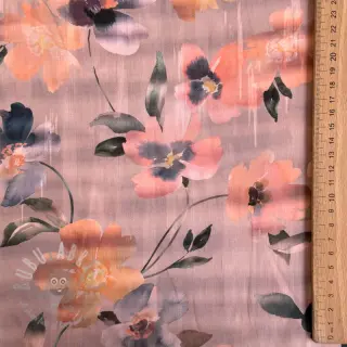 Puuvillakangas SATIN Penny flower peach digital print