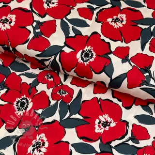 Puuvillakangas SATIN Flower Kala offwhite