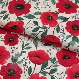 Puuvillakangas Poppy offwhite digital print