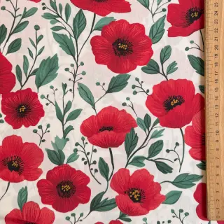 Bavlnená látka Poppy offwhite digital print