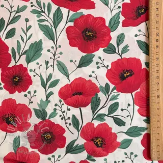 Puuvillakangas Poppy offwhite digital print