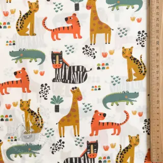Puuvillakangas Safari time offwhite digital print