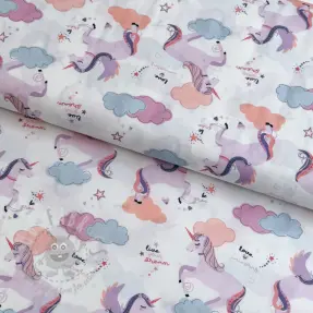 Puuvillakangas Unicorns love white