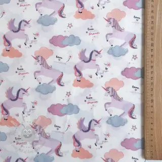 Puuvillakangas Unicorns love white