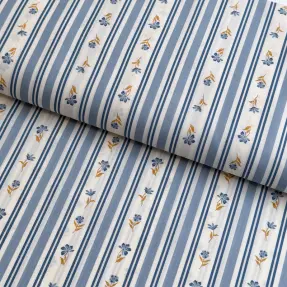 Bavlnená látka Fine flowers STRIPE blue