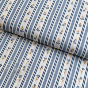 Puuvillakangas Fine flowers STRIPE blue