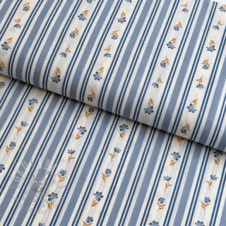 Puuvillakangas Fine flowers STRIPE blue