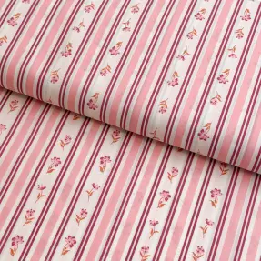 Bavlnená látka Fine flowers STRIPE pink
