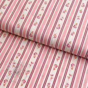 Puuvillakangas Fine flowers STRIPE pink