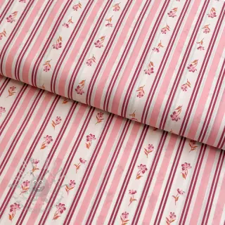 Puuvillakangas Fine flowers STRIPE pink