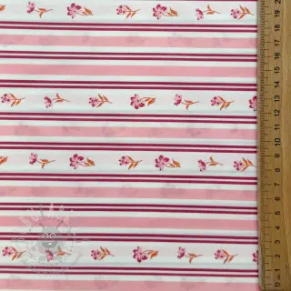Puuvillakangas Fine flowers STRIPE pink