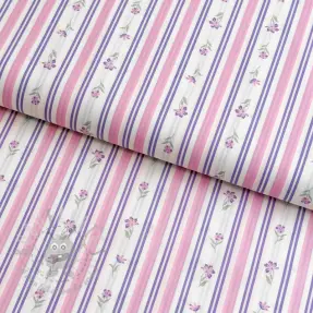 Puuvillakangas Fine flowers STRIPE purple