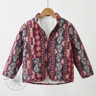 Puuvillakangas VOILE STEPPED Daria flower aubergine digital print