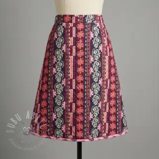 Puuvillakangas VOILE STEPPED Daria flower aubergine digital print