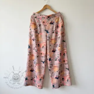Puuvillakangas SATIN Penny flower peach digital print