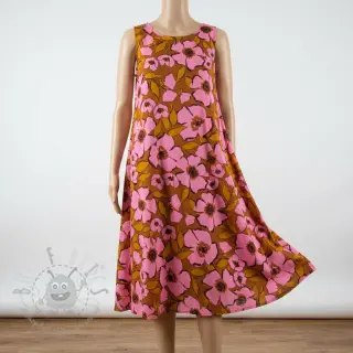 Puuvillakangas SATIN Flower Kala caramel