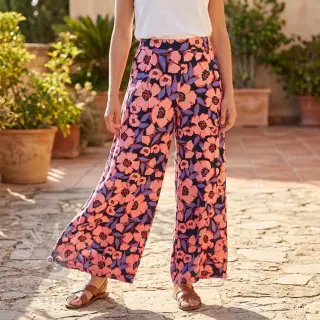 Puuvillakangas SATIN Flower Kala navy