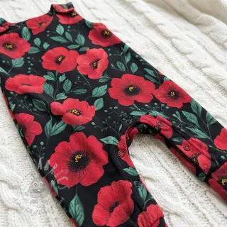 Puuvillakangas Poppy black digital print