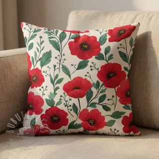 Puuvillakangas Poppy offwhite digital print
