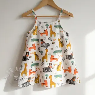 Puuvillakangas Safari time offwhite digital print