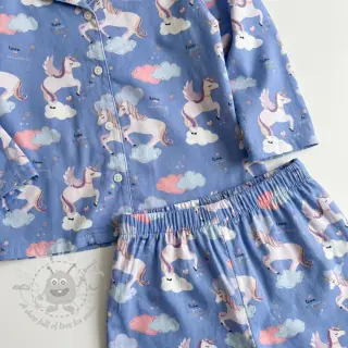 Puuvillakangas Unicorns love blue