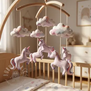 Puuvillakangas Unicorns love white