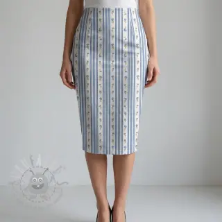Puuvillakangas Fine flowers STRIPE blue