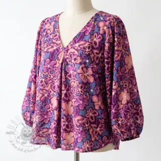 Viskoosi STRETCH Flowers Junie purple