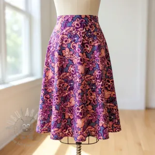 Viskoosi STRETCH Flowers Junie purple