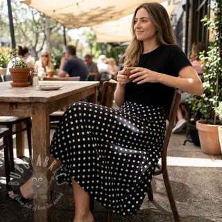 Viskoosi RADIANCE Polka dot black