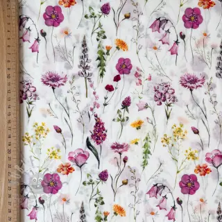 Puuvillakangas VOILE Emily flowers digital print
