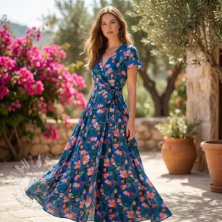 Viskoosi STRETCH Flowers Dorothia digital print